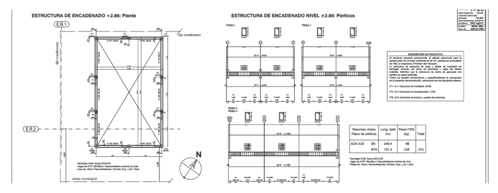 Plano de estructura de encadenado a +2,86 m