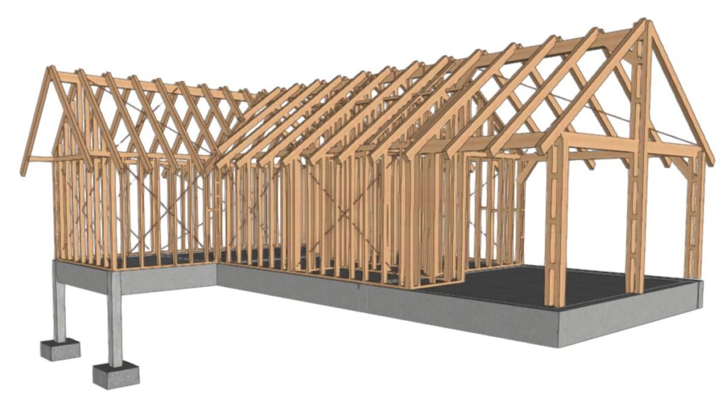 Modelo 3D de vivienda en wood framing